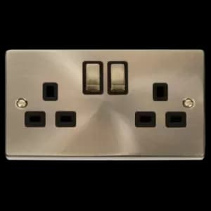 Click Scolmore Deco Ingot 2 Gang 13A 2 Pole Switched Socket - VPAB536BK