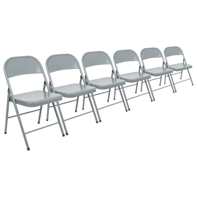 Harbour Housewares Metal Folding Chair - Pack of 6 in Grey Grey Unisex