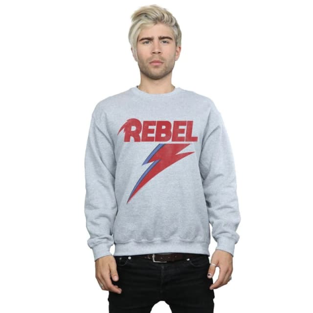 David Bowie David Bowie Men Distressed Rebel Sweatshirt in Grey Size: Small Grey S Male 5059568247063