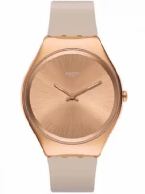 Swatch Skinrosee Rose Gold Plated Matte Rubber Strap Watch SYXG101