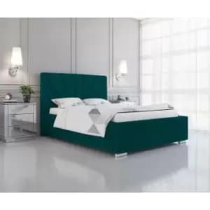 Khuduro Upholstered Beds - Plush Velvet, Double Size Frame, Green - Green