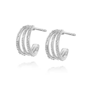Daisy London Jewellery 925 Sterling Silver Amanda Huggie Hoop Earrings Sterling Silver