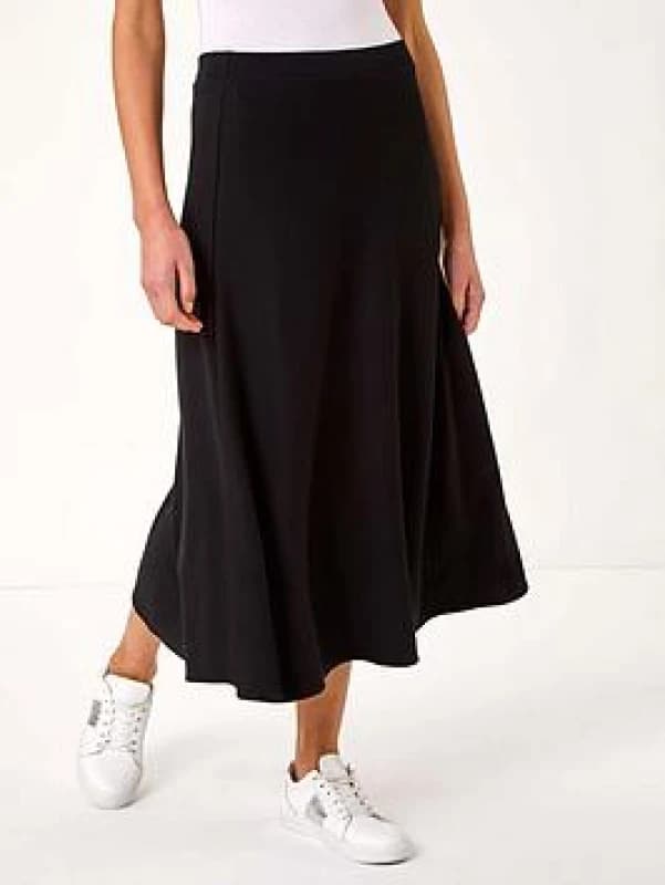 Roman Womens A-Line Pull On Stretch Skirt in Black Size: 18 Black Female 18