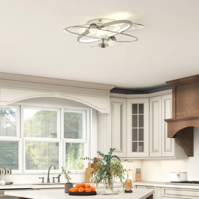 HOMCOM Ceiling Fan with Light & Remote & App Control LED Ceiling Fan Light in Silver Size: Small Silver Unisex Small