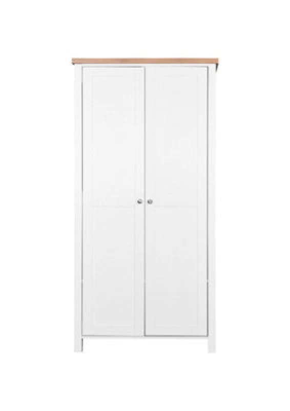 Timber Art Design Astbury 2 Door Double Wardrobe White And Oak Bedroom Furniture
