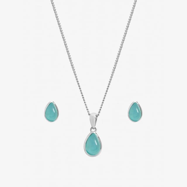 Inicio Sterling Silver Plated Turquoise Set - Gift Box Jewellery Sets One Size Silver 40010311000