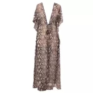 Seaspray Ella Snake Print Maxi Kaftan - Brown