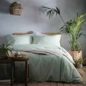 Apple Tree - Appletree Cassia 180 Thread Count 100% Cotton Percale Duvet Cover Set, Green, Super King