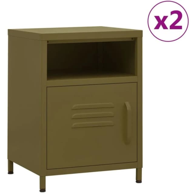 VIDAXL Nightstands 2 pcs Olive Green 35x35x51cm Steel Vidaxl 8720286847565