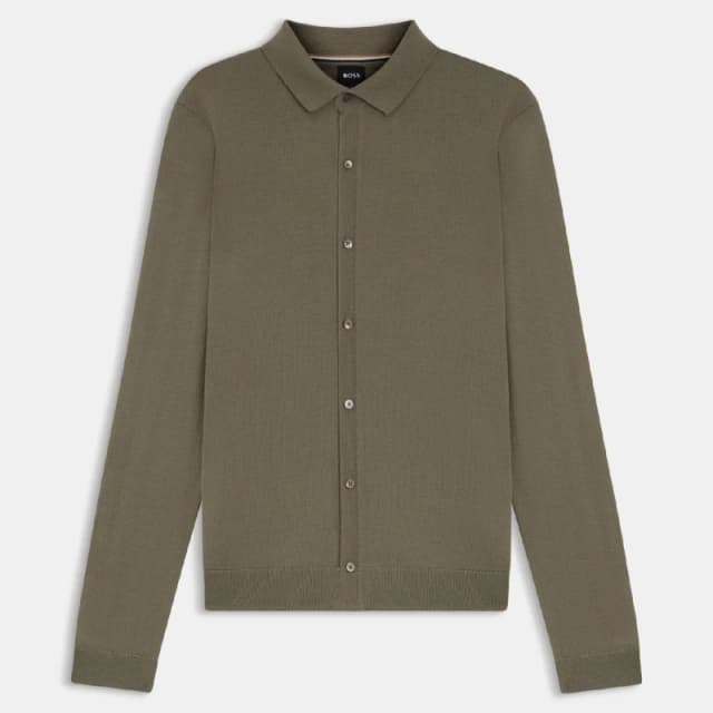 Boss Helbert Regular Fit Shirt in Virgin Wool Brown male S