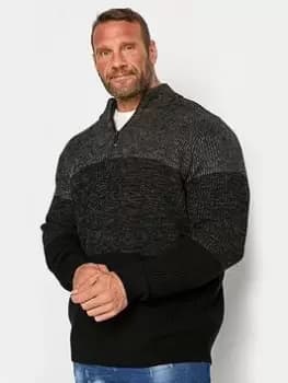 BadRhino Multi 1/4 Zip Knitwear, Multi, Size 1Xl, Men