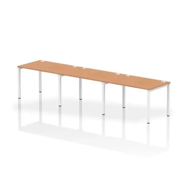 Impulse Bench Single Row 3 Person 1200 White Frame Office Bench Desk Oak
