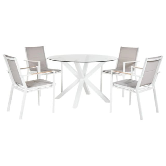Beliani Garden Dining Set 4 Seater Maletto/busseto Metal White