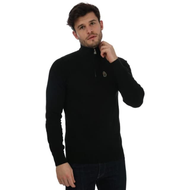 Luke 1977 Luke 1977 Men Pretender Quarter Zip Knitted Jumper in Black Size: 2X-large Black XXL Male 5056482033543