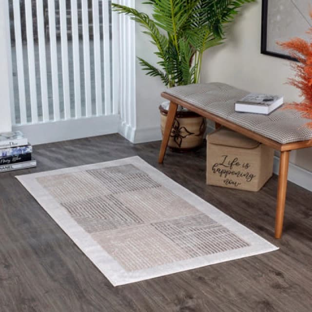 Livabliss Scandi Modern Beige/white Aitana Area Rug 80 X 150 Cm - Easy Care, Non Shedding, Ideal For Living Room & Bedroom