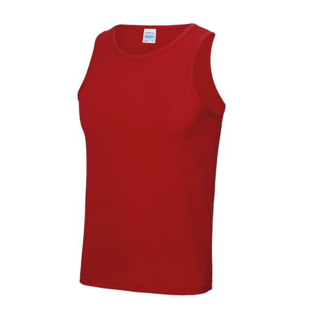 AWDis AWDis Men Just Cool Sports Gym Plain Tank Vest Top in Red Size: X-Small Red XS Male 5063703440509
