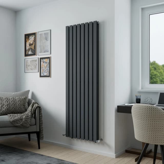 Agadon Lola Duplex Designer Panel Radiator in Dark Grey Size: 1800mm x 372mm Dark Grey Unisex 1800mm x 372mm