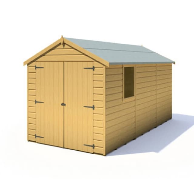 Shire Warwick Shiplap 12X6 Ft Apex Wooden Dip Treated 2 Door Shed With Floor