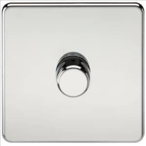 KnightsBridge 60-400W 1G 2 Way 230V Screwless Polished Chrome Electric Dimmer Switch