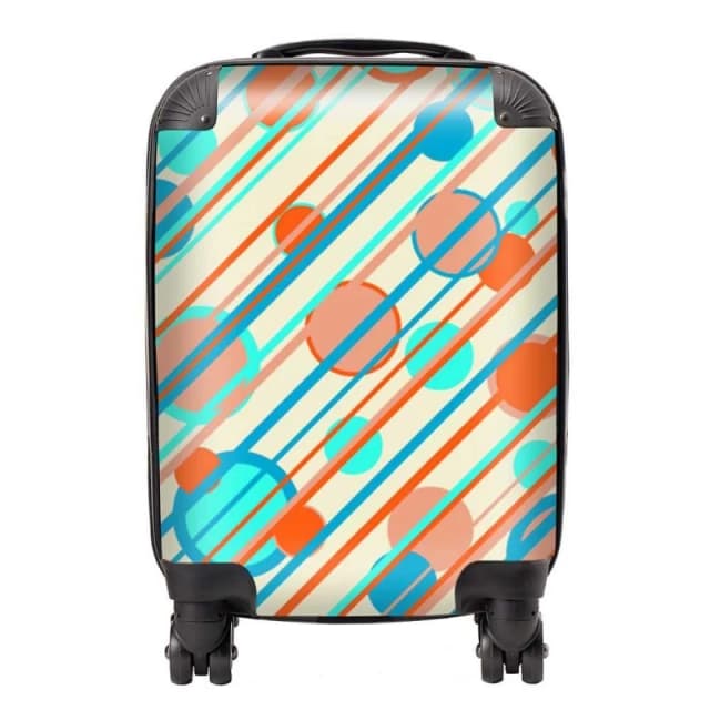 Warren Reed - Designer Retro Stripes & Circles Suitcase in Blue Size: Large Blue Unisex Large