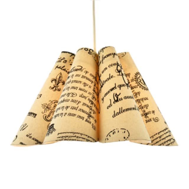 Happy Homewares Vintage France Theme Linen Pendant Shade With Black Scroll Wording