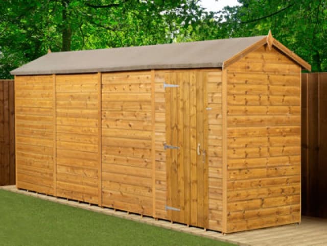 Empire Sheds Empire Modular Apex 4X16 Dipped Treated Tongue And Groove Wooden Garden Shed Single Door No Windows (4' X 16' / 4ft X 16ft) (4X16)