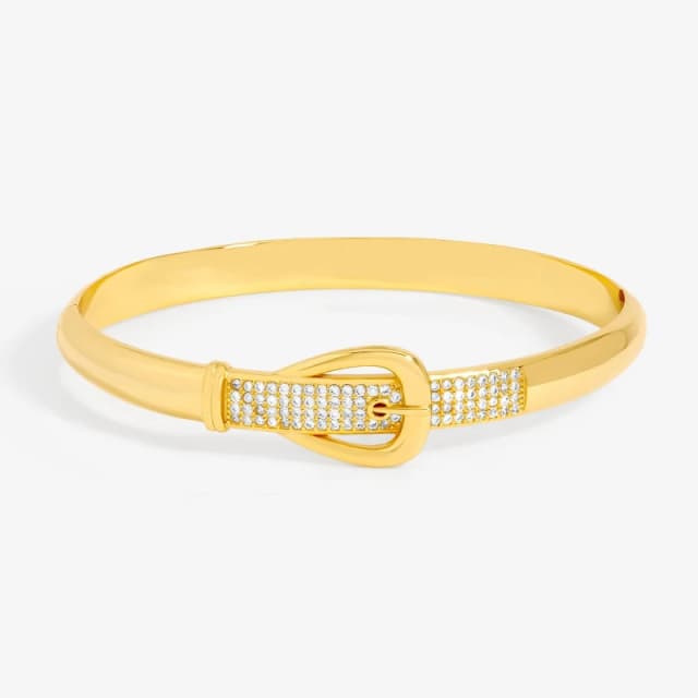 Jon Richard 18K Gold Plated Pave Buckle Bangle Gold female One Size