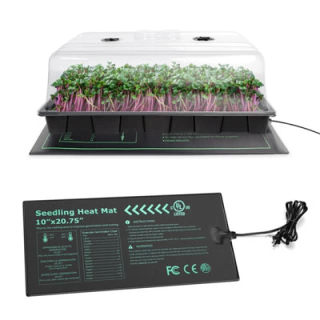 GardenSkill Xl Propagator With Seed Tray Box 58X37Cm, Full Spectrum LED Grow Light & Heat Mat - Electric Indoor Greenhouse Seedling Starter