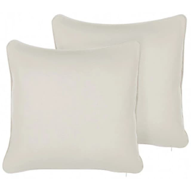 Beliani Set Of 2 Decorative Cushions Heliotrope 45 X 45cm White Solid