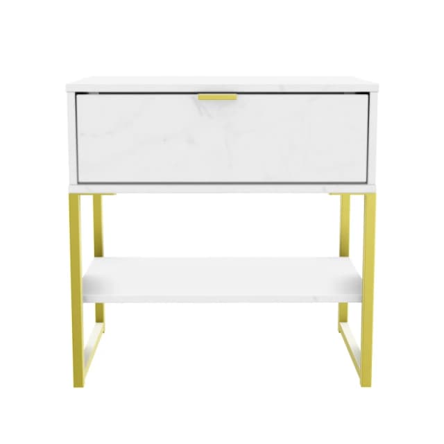 Tamworth Single 1 Drawer Bedside Cabinet In Marble (Ready Assembled)