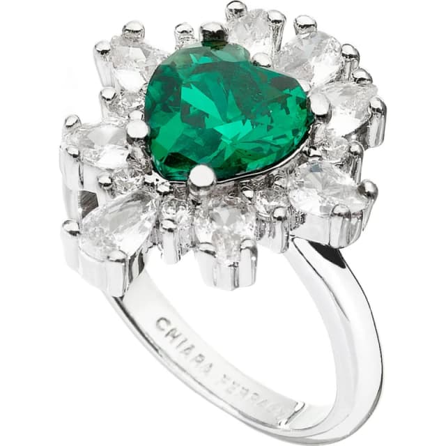 Chiara Ferragni Womens Emerald Metal Band Ring Multi female 10