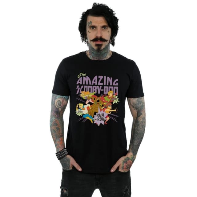 Scooby Doo Scooby Doo Men The Amazing Scooby Cotton T-Shirt in Black Size: Small Black S Male 5063377460698