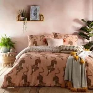 Furn. Tibetan Tiger King Duvet Cover Set Cotton Polyester Coral
