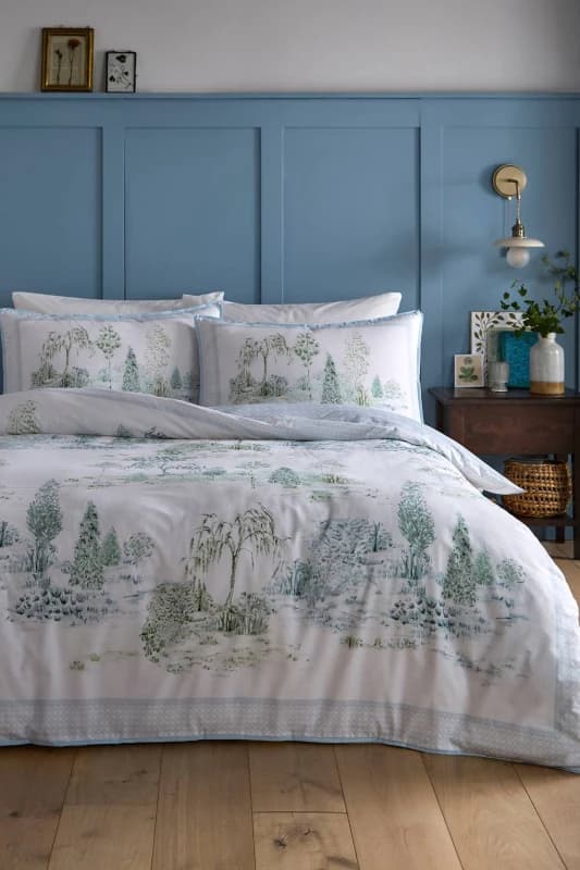 Appletree Willow Tree Scene Duvet Cover Bedding Set Blue