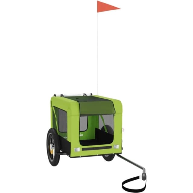 vidaXL Pet Bike Trailer Green and Black Oxford Fabric and Iron, Green 93913