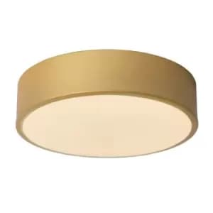 Lucide Unar Modern Flush Ceiling Light 20cm LED Dim. 1x12W 2700K 3 StepDim Matt Gold Brass