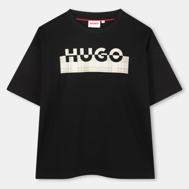 Hugo Kids Print Short Sleeve T-Shirt Black male 8Y