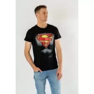 Superman Black Ripped T-Shirt Small
