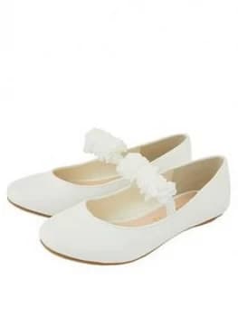 Monsoon Girls Cynthia Corsage Shimmer Ballerina Shoes - Ivory