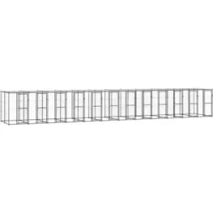 Outdoor Dog Kennel Steel with Roof 29.04 m² vidaXL - Black