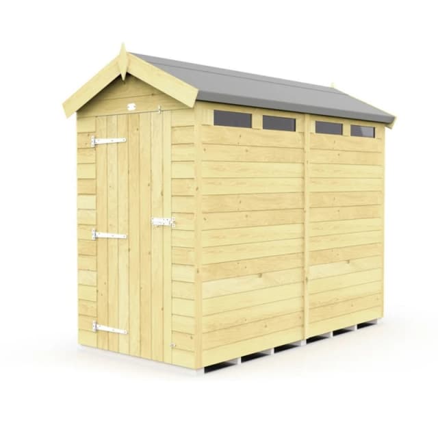 Buttercup Farm 4 x 8 Feet Apex Security Shed - Single Door - L243 x W118 x H217cm in Brown Brown Unisex