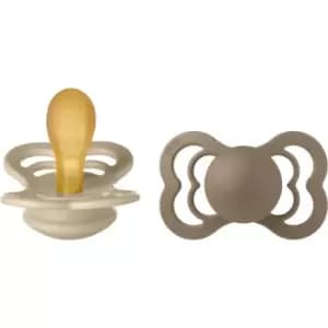 BIBS Supreme Natural Rubber Size 2: 6+ months dummy Vanilla / Dark Oak 2 pc
