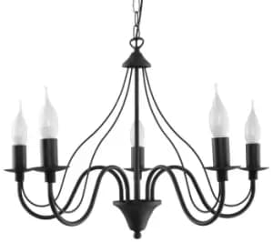 Minerwa 5 Light Multi Arm Chandelier Black, E14