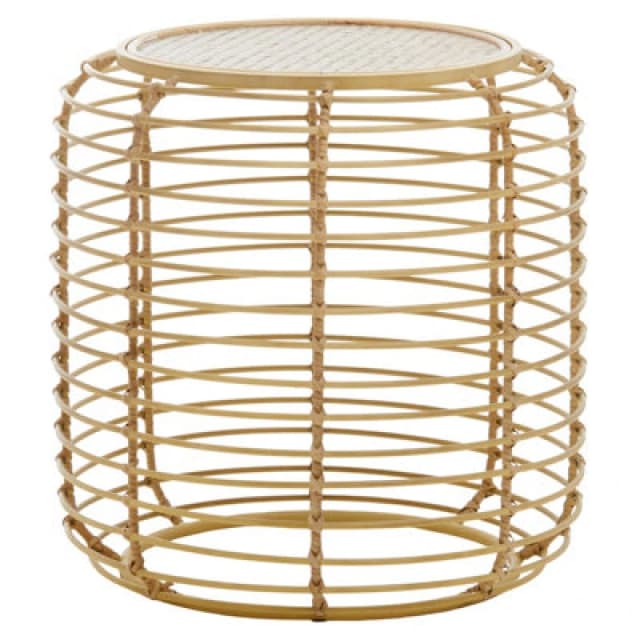 Orsina Rattan Round Side Table, Modern Meets Rustic Charm Side Table For Drawing Room, Living Room Rattan Table