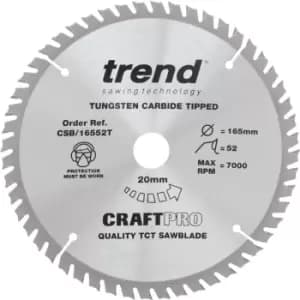 Trend CSB/16552T Craft Saw Blade 165Mm X 52 Teeth X 20 Thin