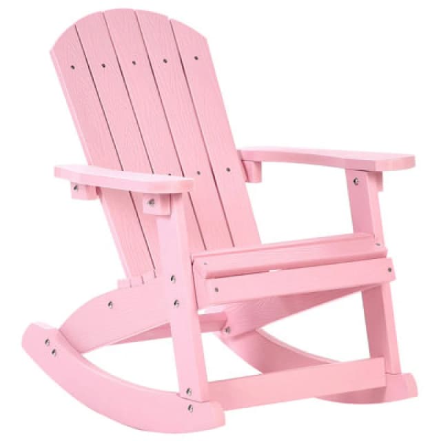 Beliani Garden Kids Rocking Chair Adirondack Pastel Pink