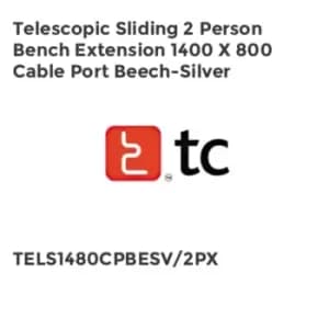 TC Group Telescopic Sliding 2 Person Bench Extension 1400 x 800 Cable Port Beech