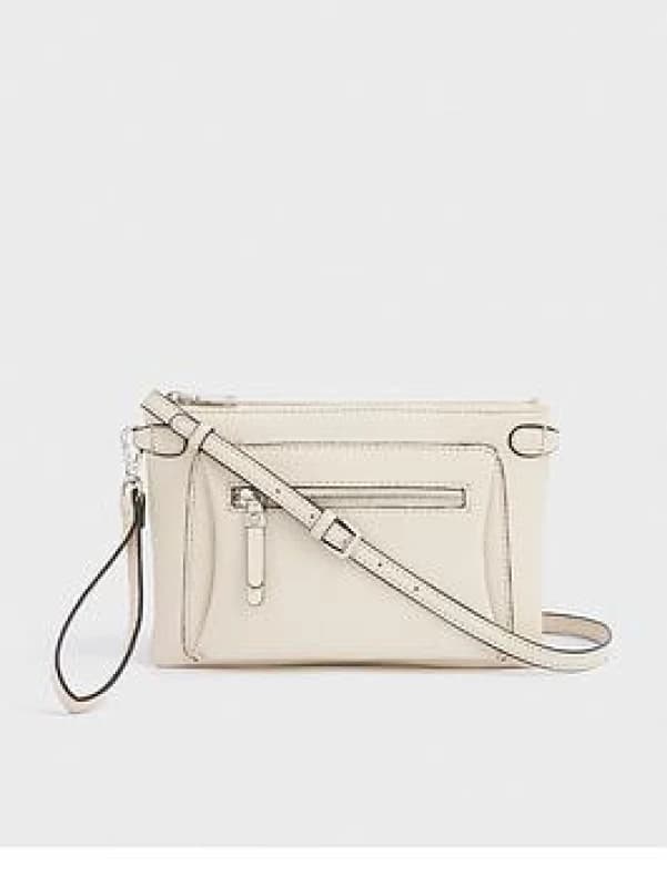 OSPREY LONDON The Ruby Leather Crossbody Clutch Bag Stone