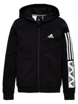 Adidas Girls Full Zip Hoodie - Black