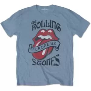 The Rolling Stones - Europe '82 Tour Unisex X-Large T-Shirt - Blue